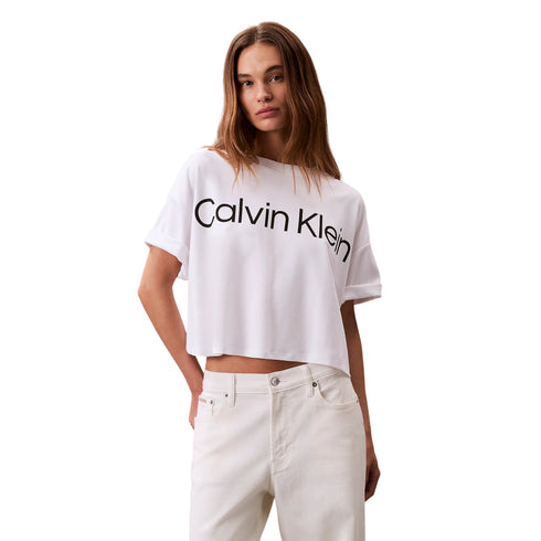 T-shirt Donna cropped, dalla vestibilità comoda, con maniche corte